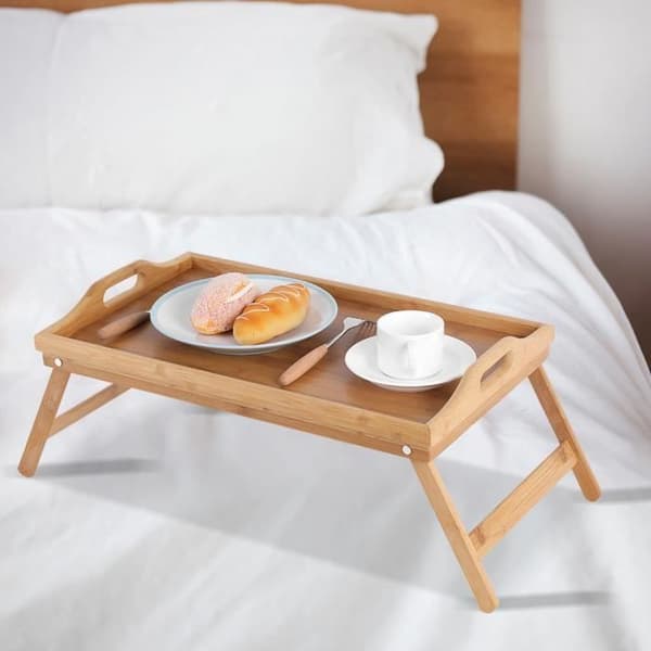Sängbricka - Bambu - Hopfällbar - 50x30 cm - Frukostbord - Rektangulär