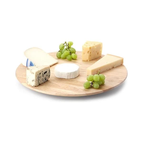 Continenta Drehplatte aus Gummibaumholz, Servierplatte, Drehbrett, Drehteller, Käseplatte, Grön: Ø 46 x 3,5 cm, 3015
