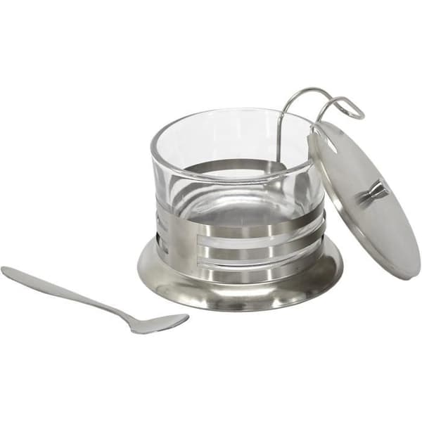 Dispenser - Home Deco Factory - KA4772 - Parmesan gryta - Sked ingår - Rostfritt stål grå och transparent