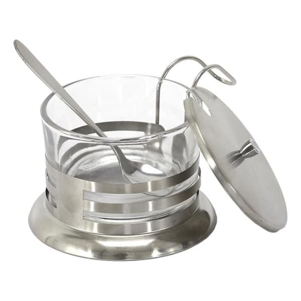 Dispenser - Home Deco Factory - KA4772 - Parmesan gryta - Sked ingår - Rostfritt stål grå och transparent