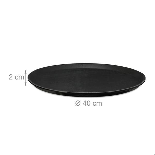 Relaxdays Set med 2 runda serveringsfat, diameter 40 cm, halkfri yta, restaurang, svart