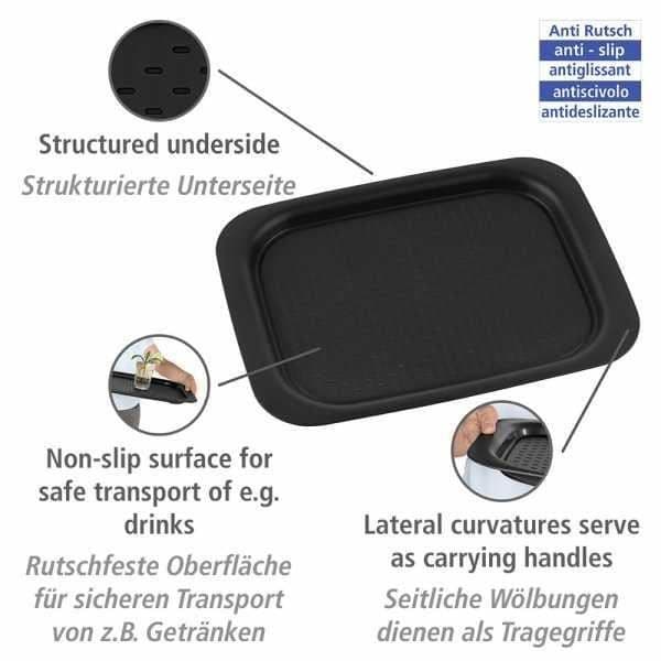 Serveringsbricka - WENKO - XL - Svart - Plast - Halkfri