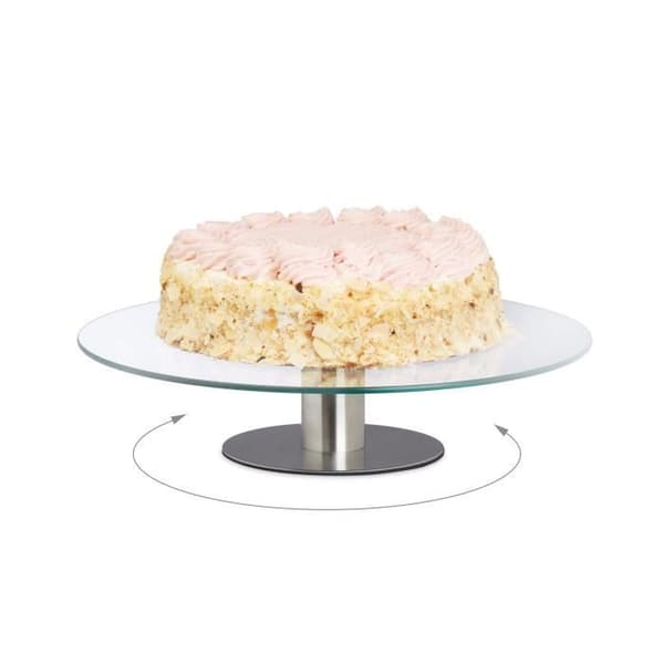Relaxdays Roterande pajform Presentationsbricka Glastårta Bröllopsdekoration Kök Ø 30 cm, Transparent