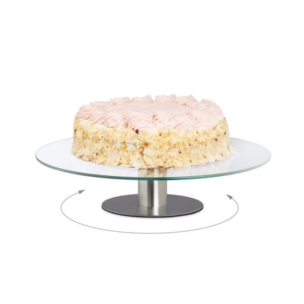 Relaxdays Roterande pajform Presentationsbricka Glastårta Bröllopsdekoration Kök Ø 30 cm, Transparent