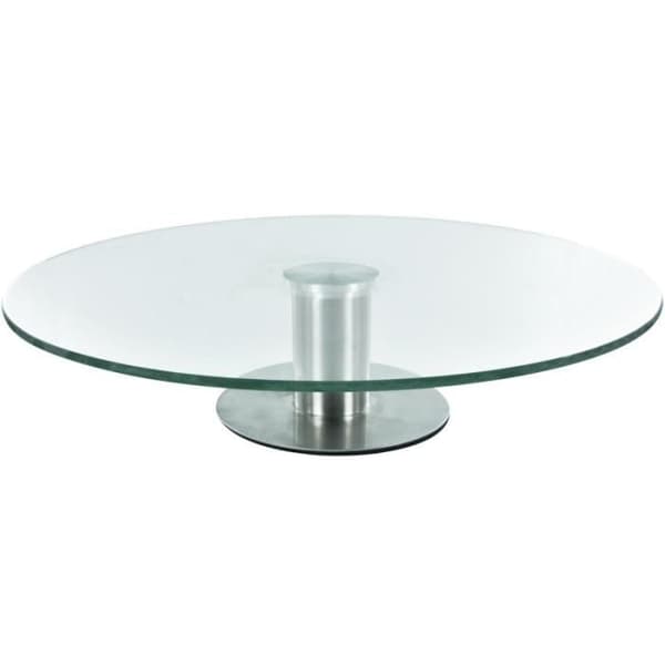 Rund roterande fat - Lily Cook - KA1742 - Glas och metall - D30 x H7 cm - Transparent och grå