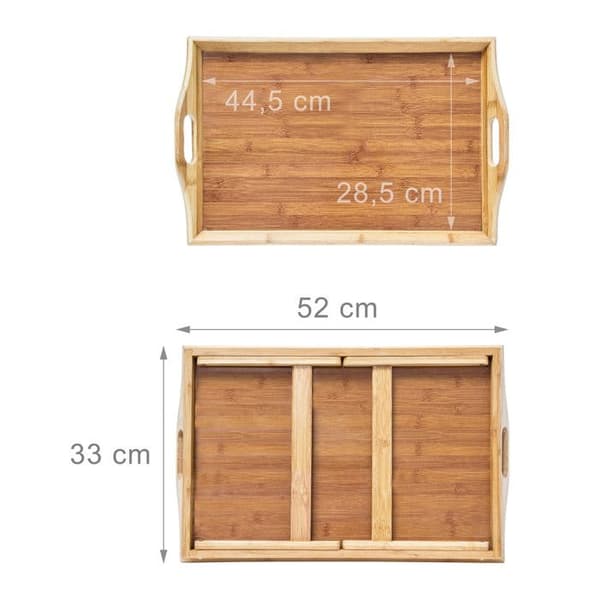 Hopfällbar säng - Relaxdays - 10018881 - Lackad bambu - 52x25x33 cm - Bricka med handtag
