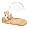 Miniatyrbild 6 av 6: Relaxdays ostplatta i bambu, ostklocka, parmesanostkniv, gaffel, bestick, magnetisk stång, natur