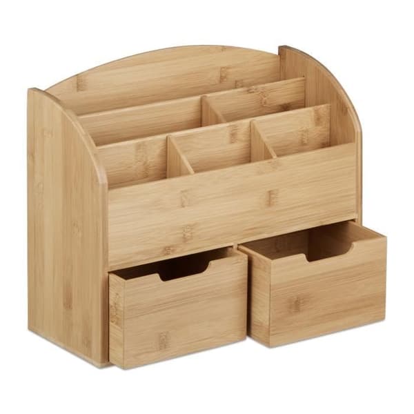 Kontorsorganisatör - Relaxdays - 10020336 - 2 lådor - Bambu - Rektangulär