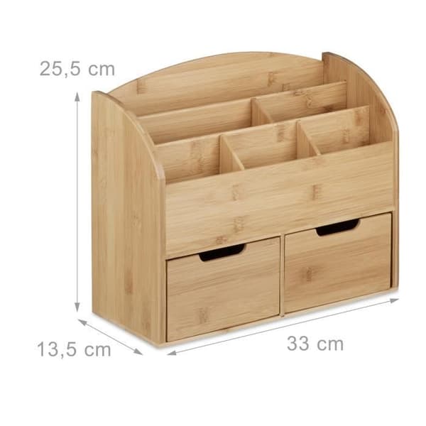 Kontorsorganisatör - Relaxdays - 10020336 - 2 lådor - Bambu - Rektangulär