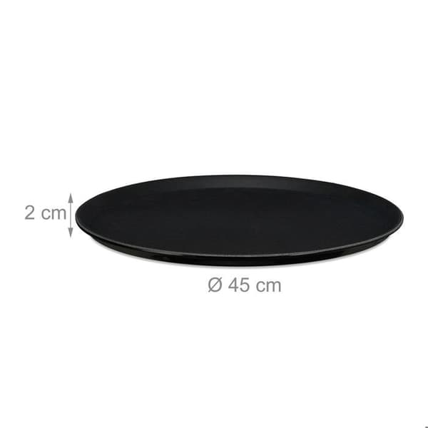 Relaxdays Set med 2 runda serveringsbrickor, diameter 45 cm, halkfri yta, restaurang, svart