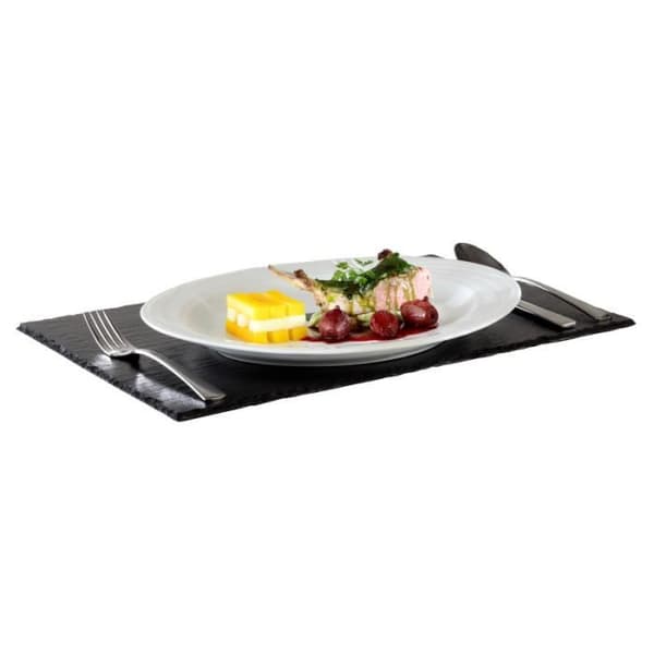 Platå - Aps - 45 x 30 cm - Naturlig skiffer - Svart - Rektangulär