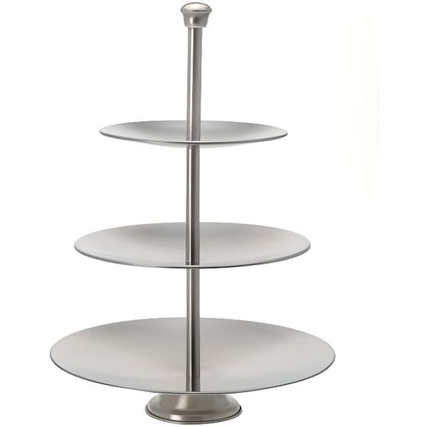 Platå - Inox - 3 våningar - Diametrar 16/20,5/25CM - Höjd 36,5CM - Rund