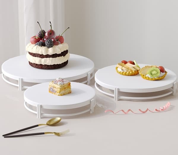 3x set vita tårtfat för söta tårtor, muffins och tårtfat
