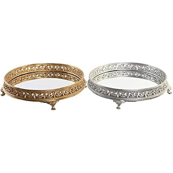 Snackbricka - DKD HEMINNREDNING - Standard - Guld och silver färg - Harts och spegel - 38,5 x 38,5 x 8 cm