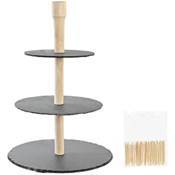 Förrättsbricka - DKD Home Decor - Estándar - Flerfärgad - Bambu och skiffer - 29 x 30 x 30 cm