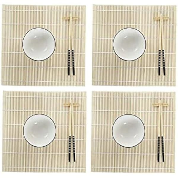 Sushi Set - DKD Heminredning - Vit - Bambu och stengods - 14,5 x 14,5 x 31 cm