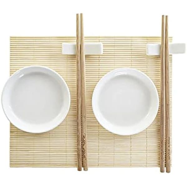 Sushi - DKD HEMINNREDNING - Set med 7 delar - Bambu och stengods - Mått 28,8 x 19,8 cm - Flerfärgad