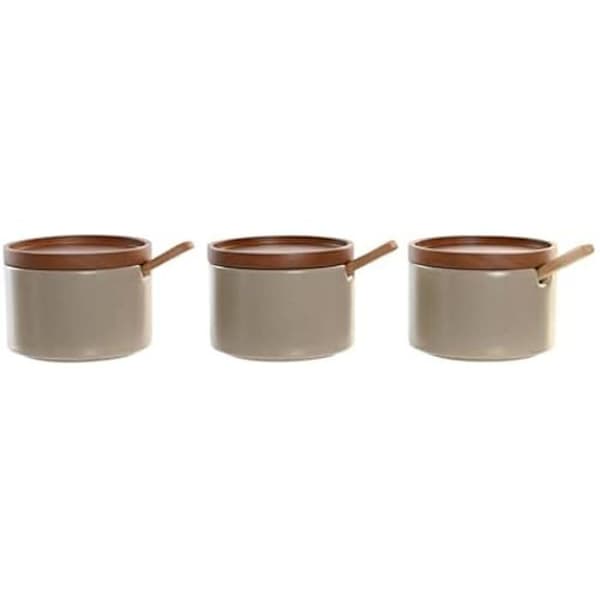 Sockerskål - DKD HEMINNREDNING - Gummiträ - 7 stycken - 29 x 10 x 7 cm - Brun
