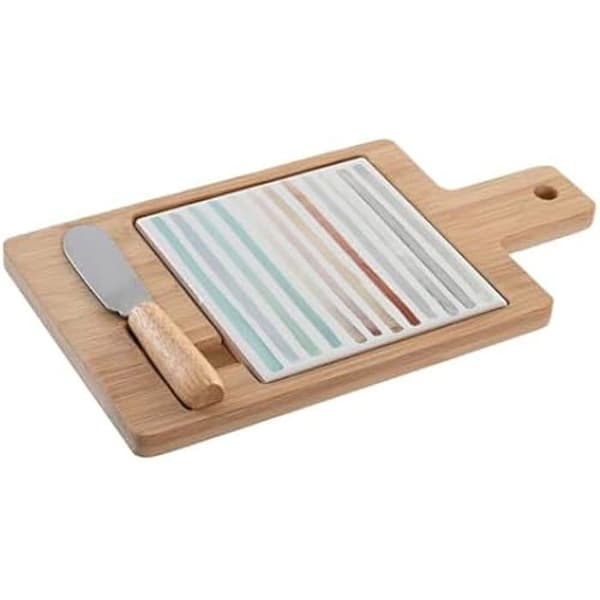 Förrättsbricka - DKD Heminredning - Flerfärgad - Bambu och stengods - 21,5 x 11,8 x 1,5 cm - Rektangulär