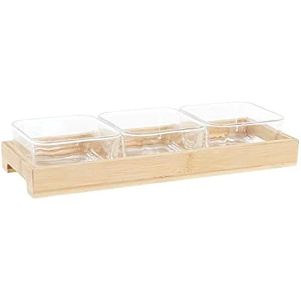 Förrättsbricka - DKD HEMINNREDNING - Flerfärgad - Bambu och glas - 27 x 41 x 34,5 cm - Rektangulär