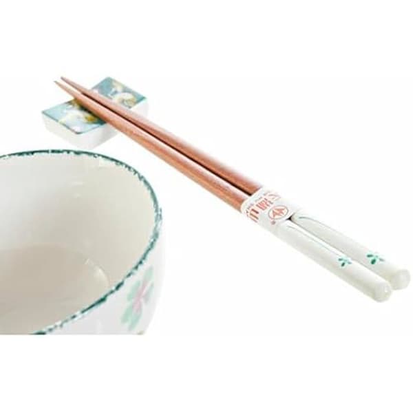 Sushi Set - DKD Heminredning - 25 x 25 x 6,5 cm - Porslin och trä - Grön färg - Rektangulär