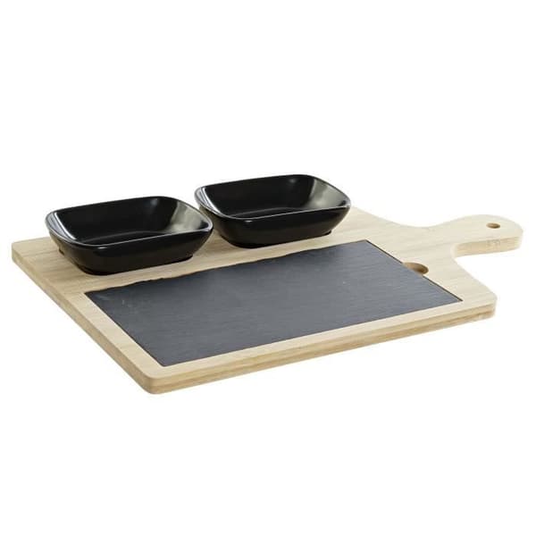 Appetizer Board - Bambu - Skiffer - 33x19 cm - Naturlig och svart färg - Rektangulär