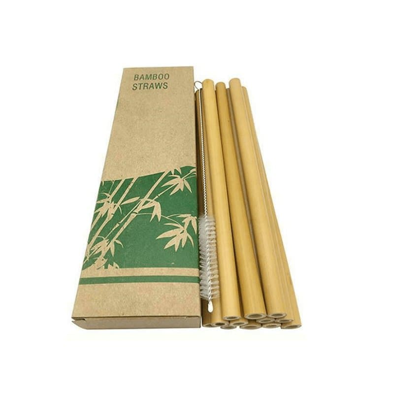 Sugrör i bambu, 12-pack - Ljusbrun