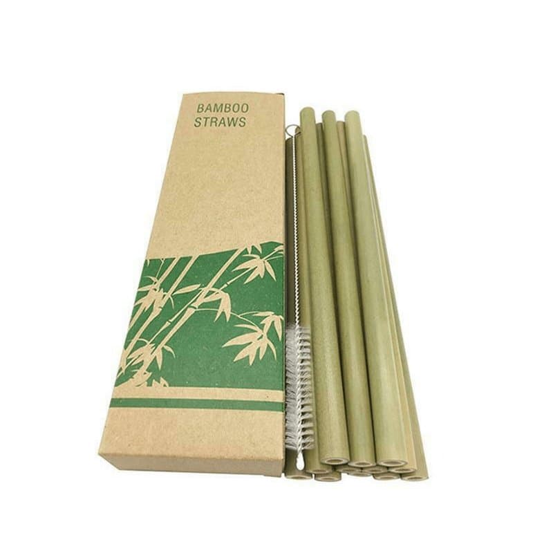 Sugrör i bambu, 12-pack - Grön