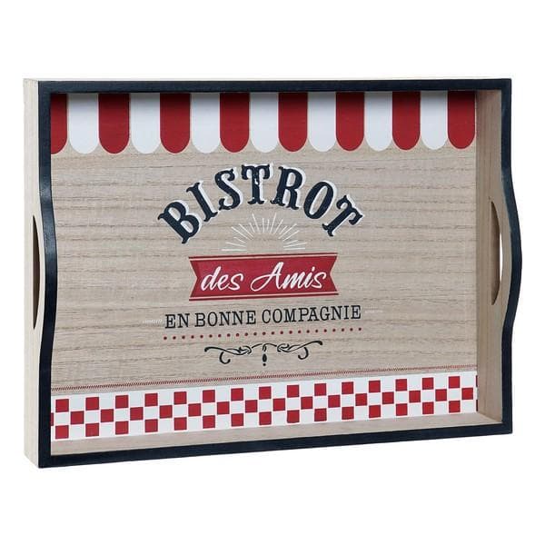 Bricka DKD Home Decor Bistrot Red Life Trä MDF