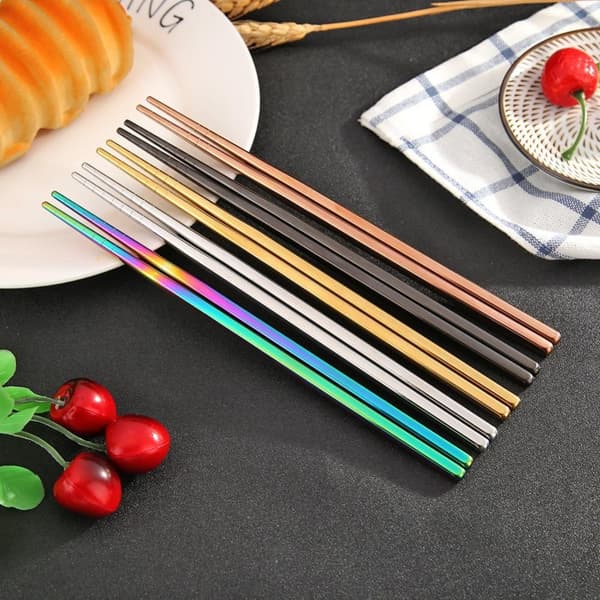 Ätpinnar / Chopsticks i Rostfritt Stål - Guld