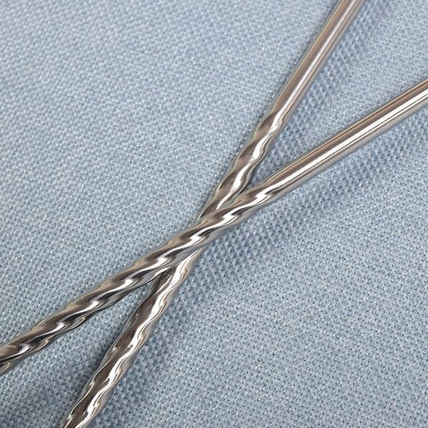 Lange spisepinner / chopsticks i rustfritt stål - 38 cm