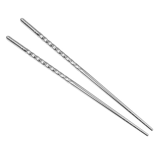 Lange spisepinner / chopsticks i rustfritt stål - 38 cm