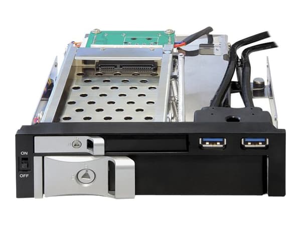 Delock 5.25 Mobile Rack for 1 x 2.5 + 1 x 3.5 SATA HDD + 2 x USB 3.0 Ports - Bevegelig lagerrack - 2.5", 3.5"