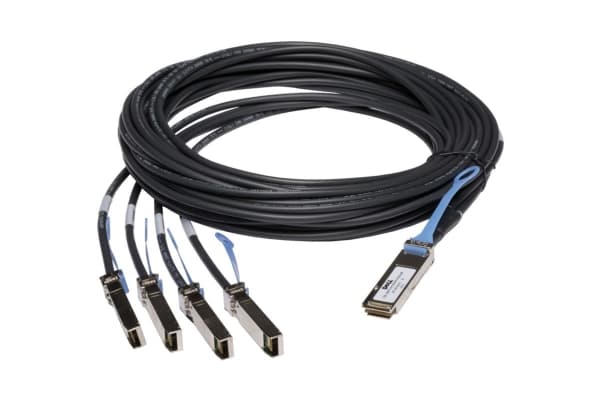 Dell Passive Copper Breakout Cable - Nettverkskabel - SFP+ til QSFP+ - 1 m - for Force10; Networking S6000; PowerConnect 8132, 8132F, 8164, 8164F