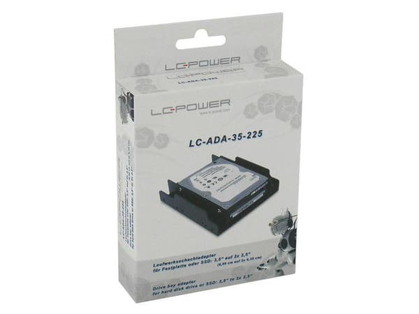 LC-Power LC-ADA-35-225, 2,5/3,5", Etupaneeli, Musta, Muovi, CE, 25 mm