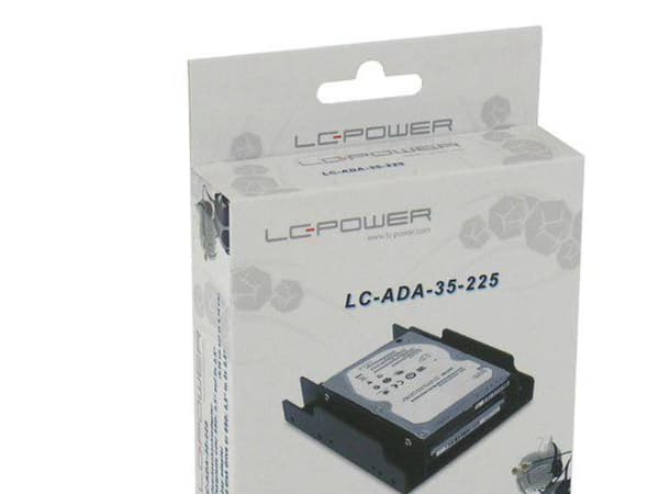 LC-Power LC-ADA-35-225, 2,5/3,5", Etupaneeli, Musta, Muovi, CE, 25 mm