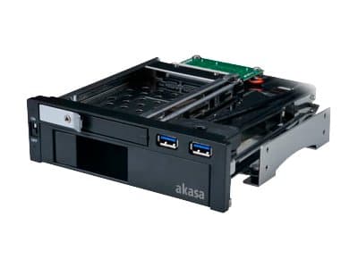 Akasa 5,25 tommers stasjonsramme for 1x 3,5 + 1x 2,5 tommer, inkl. 2x USB 3.0