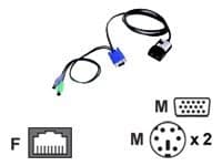 Lenovo Short KVM Conversion Option - Tastatur / video / musadapter (KVM) - PS/2, HD-15 (VGA) (hann) til RJ-45 (hunn) - 25 cm - for System x3250 M2; x