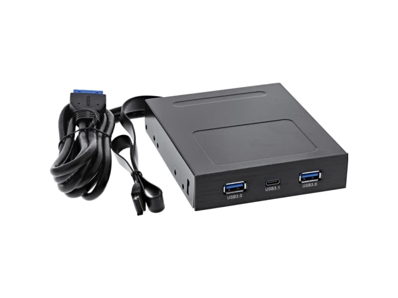 InLine 33394P, 8,89 cm (3.5"), I/O panel med port, Sort, USB, USB Type-C