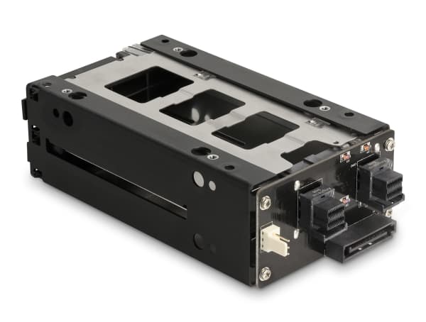 Delock Slim Bay irrotettava kehys 2 x 2,5" U.2 NVMe SSD:lle 5,25" kehyksellä varustettuna