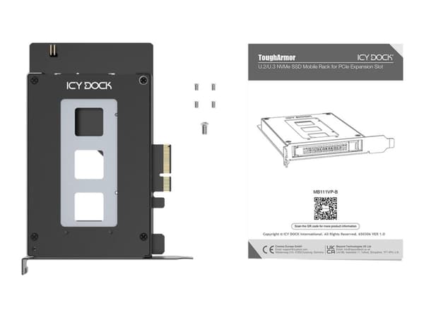 ICY DOCK irrotettava kehys U.2/U.3 NVMe SSD f. PCIe-korttipaikka