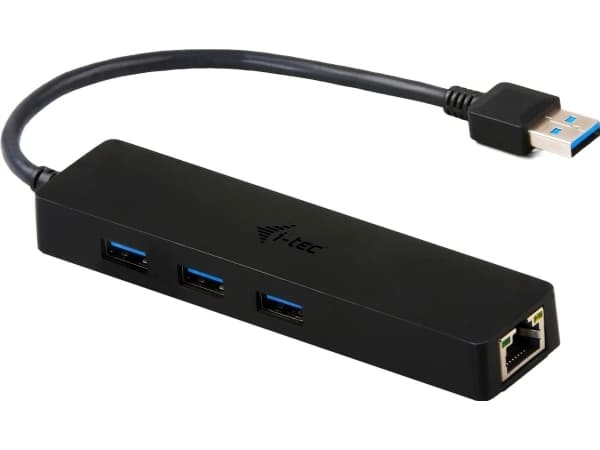 i-Tec USB 3.0 Slim HUB 3 Port + Gigabit Ethernet Adapter - Hubb - 3 x SuperSpeed USB 3.0 + 1 x 10/100/1000 - skrivbordsmodell