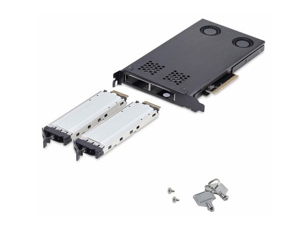 StarTech.com TR-M2-REMOVABLE-PCIE, Storage drive tray, Black, Silver, PCI Express 4.0, M.2, 64 Gbit/s, 34 mm