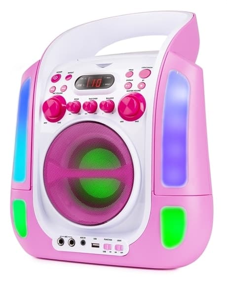 FENTON SBS30P Karaoke System med CD , 2 x mikrofoner, Rosa