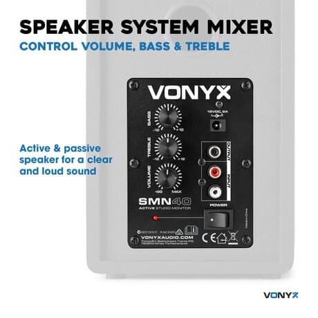 Vonyx SMN40B Aktiv studiohögtalare monitor 4" Par svart