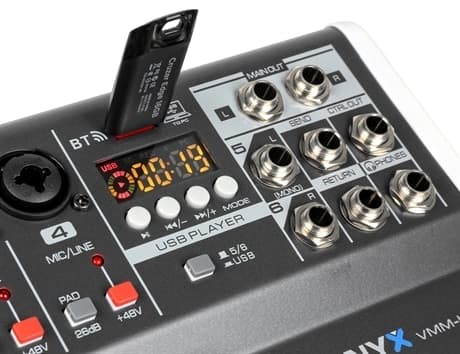 Vonyx VMM-K602 mixer 6kanaler/BT/Eko/USB, inspelning