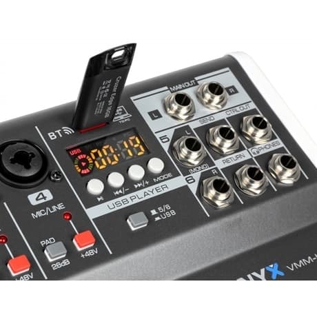 Vonyx VMM-K602 mixer 6kanaler/BT/Eko/USB, inspelning