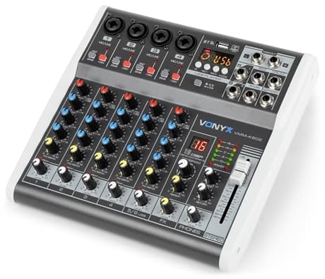Vonyx VMM-K602 mixer 6kanaler/BT/Eko/USB, inspelning