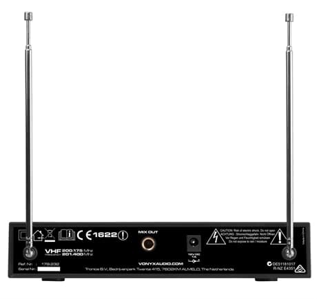 Vonyx WM522B Trådlöst mikrofonsystemVHF 2CH 2BP+headset