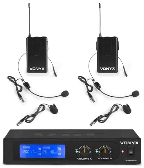 Vonyx WM522B Trådlöst mikrofonsystemVHF 2CH 2BP+headset
